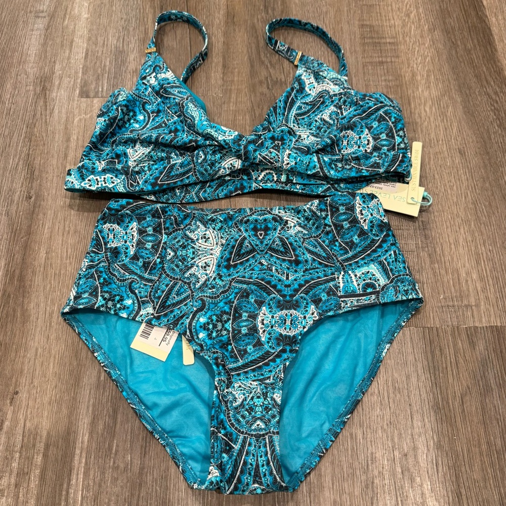 Sea Level Swim Bella Mare High Waist Pant Bikini Bottom Swimsuit in Seafoam